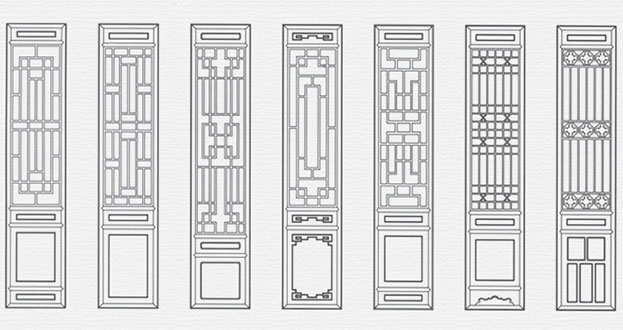 嵊州常用中式仿古花窗图案隔断设计图